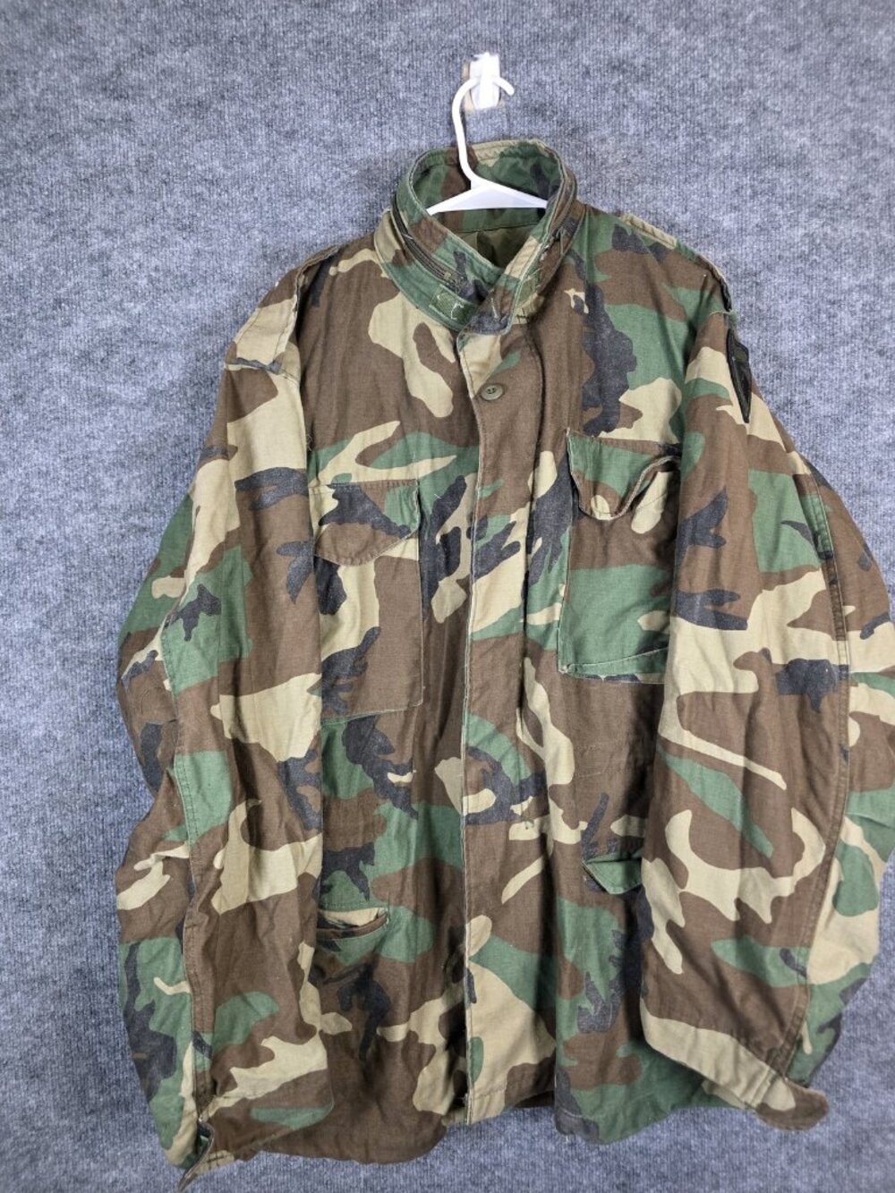 Vintage US Army Cold Weather Field Coat Mens LT Woodland Camo Golden MFG 90s